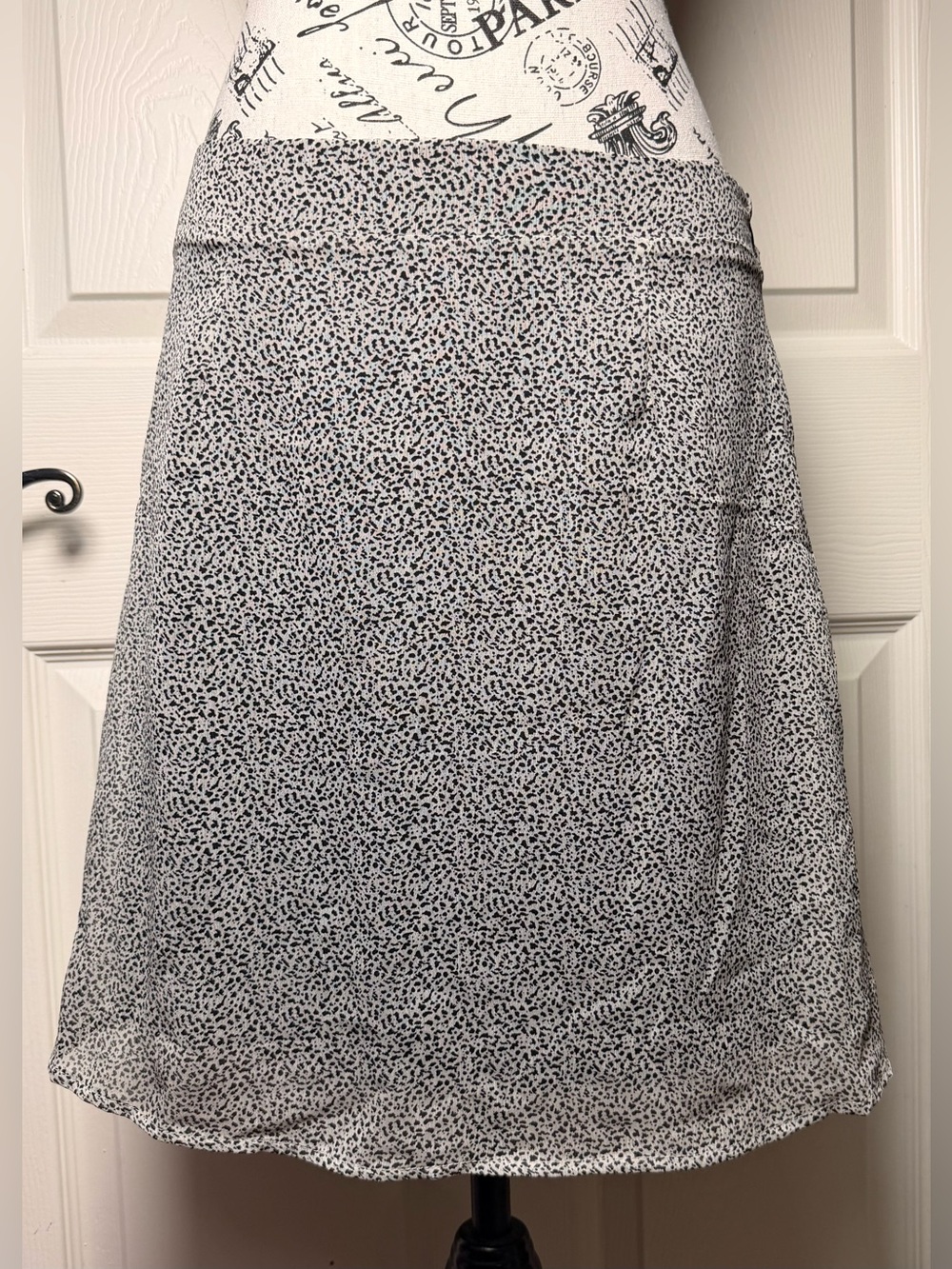 Sienna Sky White Skirt with Black Micro Spot Print A-Line